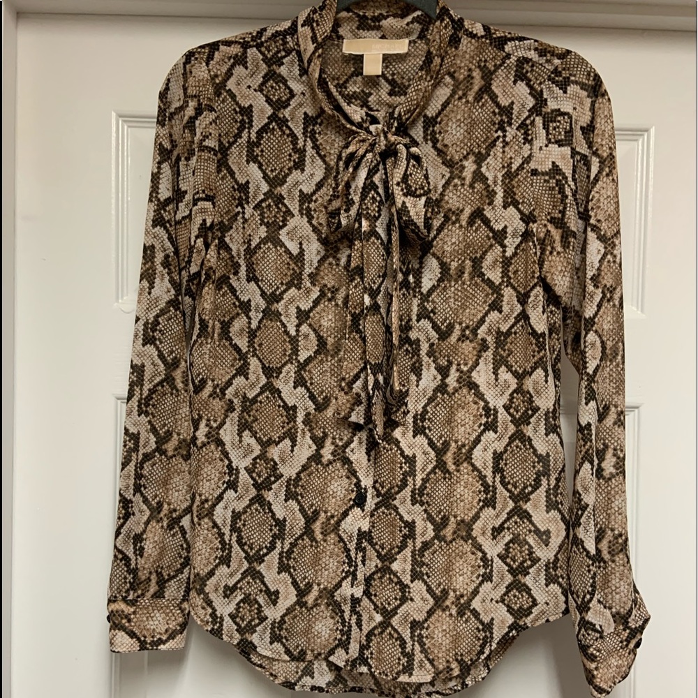 Michael kors Snake print front tie blouse